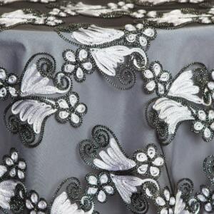 Angelica Embroidered Overlay: Black & White