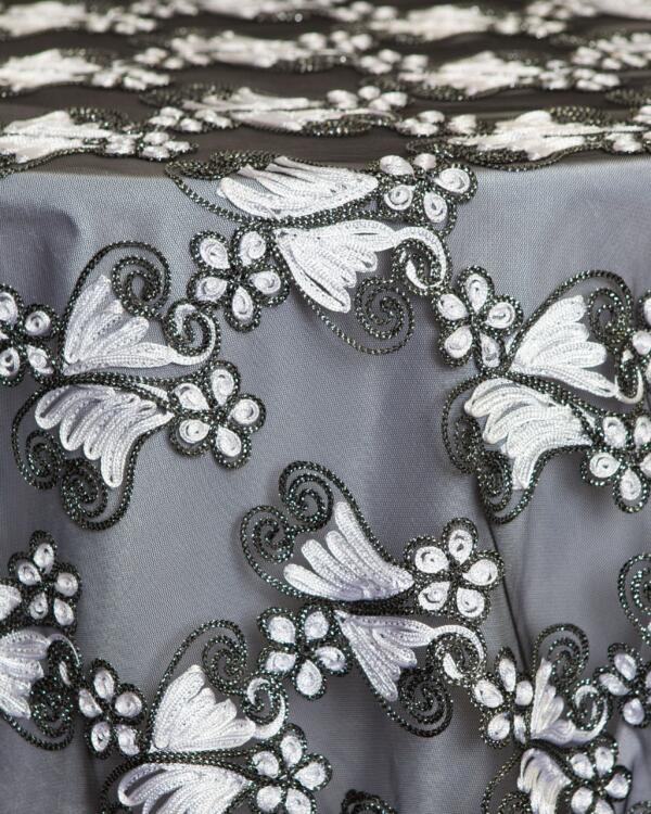 Angelica Embroidered Overlay: Black & White