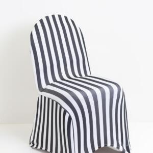 BLACK & WHITE STRIPED SPANDEX CHAIR COVER