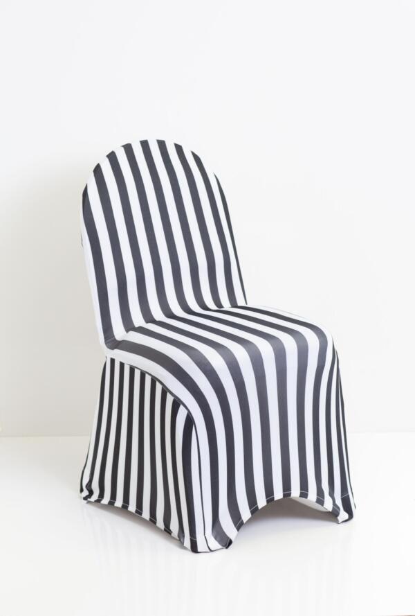 BLACK & WHITE STRIPED SPANDEX CHAIR COVER